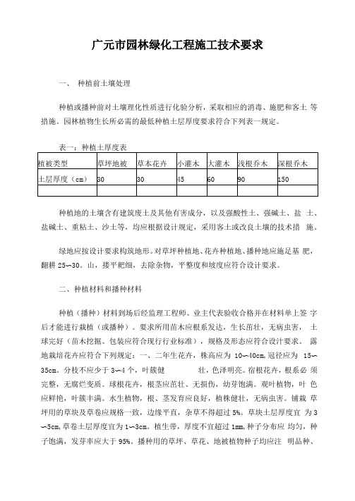 园林绿化工程施工技术要求