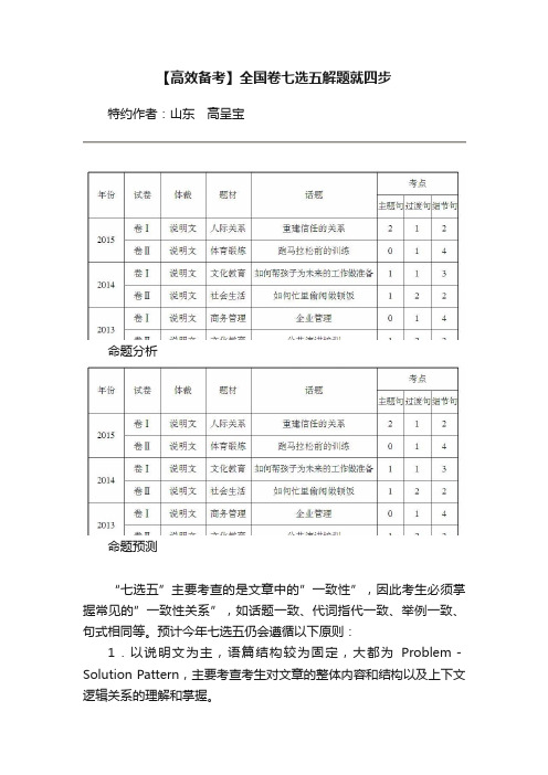 【高效备考】全国卷七选五解题就四步