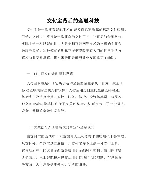 支付宝背后的金融科技