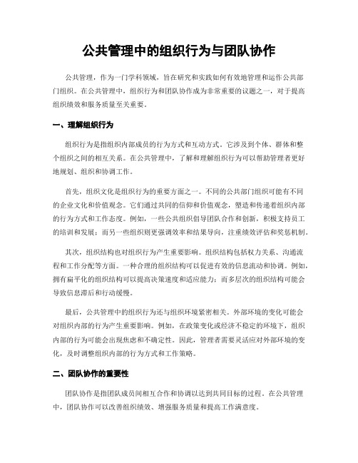 公共管理中的组织行为与团队协作