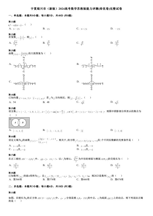 宁夏银川市(新版)2024高考数学苏教版能力评测(培优卷)完整试卷