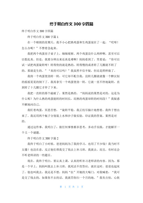 终于明白作文300字四篇