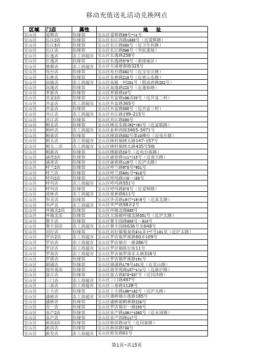 农工商超市、伍缘折扣店兑换门店清单