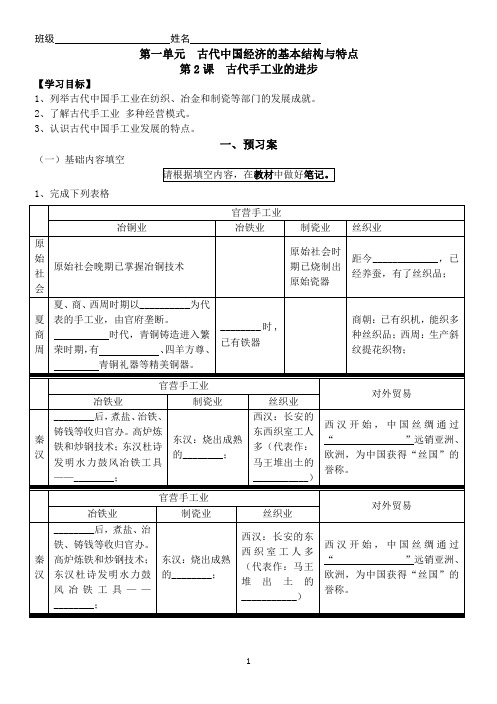 人教版历史必修二第一单元第二课学案