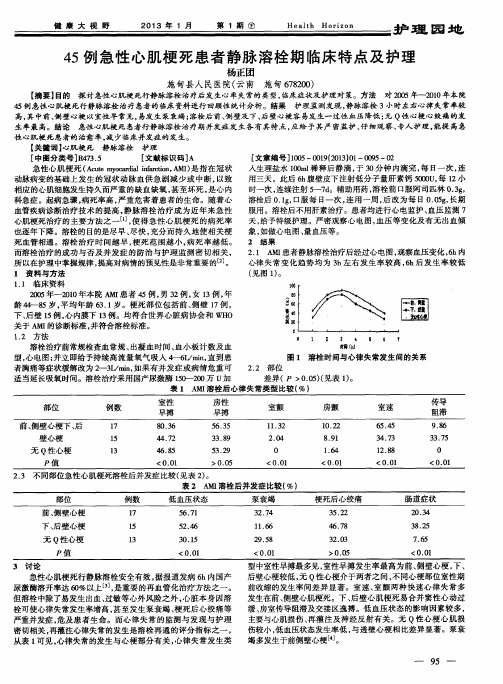 45例急性心肌梗死患者静脉溶栓期临床特点及护理