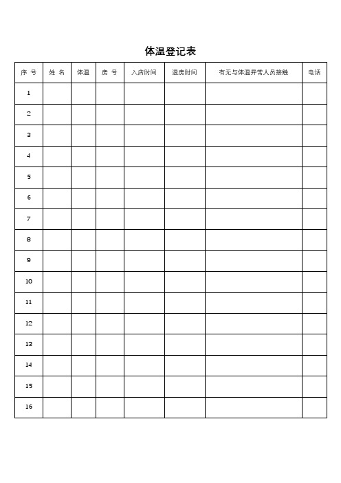 体温检测登记表 (通用版)