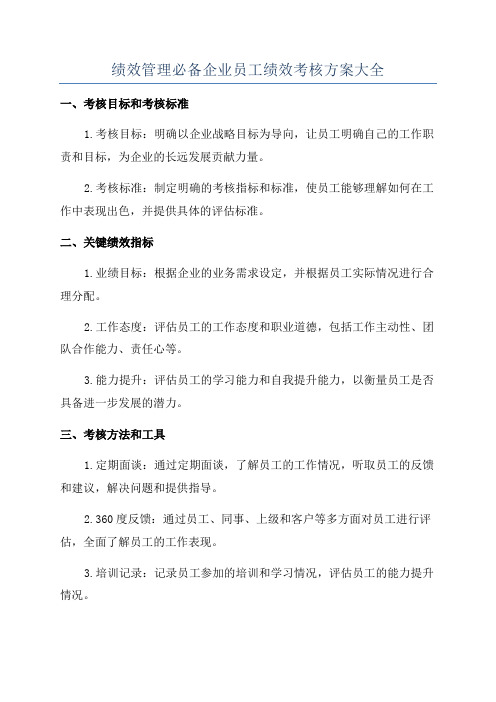 绩效管理必备企业员工绩效考核方案大全