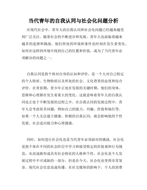 当代青年的自我认同与社会化问题分析