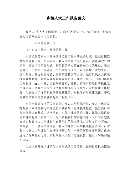 【报告范文】乡镇人大工作报告范文