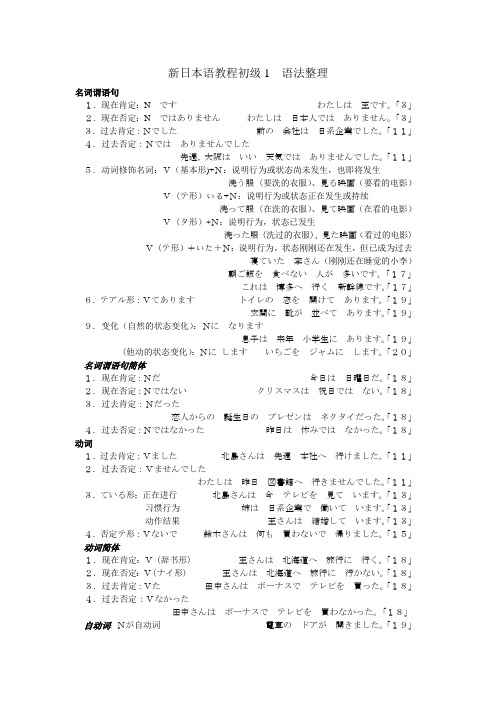 新日本语教程初级1__语法整理