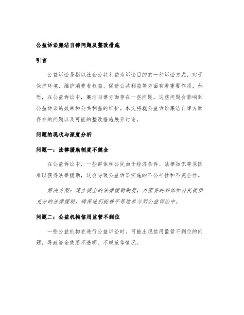 公益诉讼廉洁自律方面存在的问题及整改措施