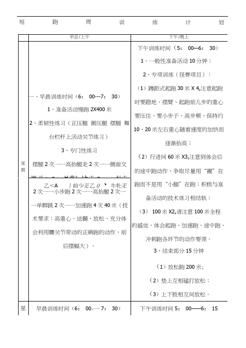 短跑周训练计划表格版