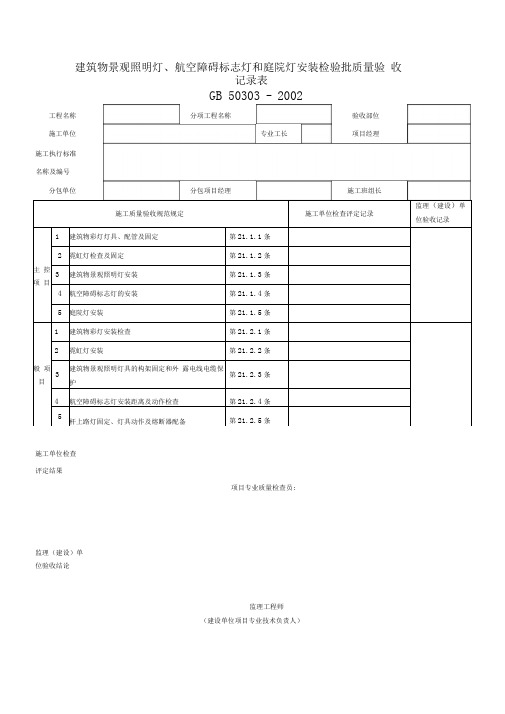 建筑电气工程检验批质量检验记录表