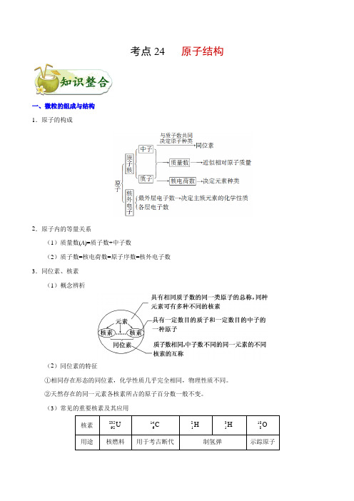 金老师教育培训备战高考化学一轮专题复习讲义含练习答案解析考点24 原子结构