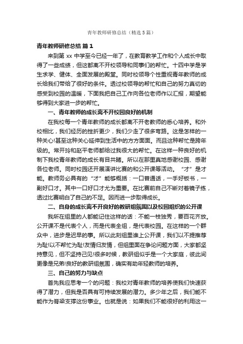 青年教师研修总结（精选5篇）