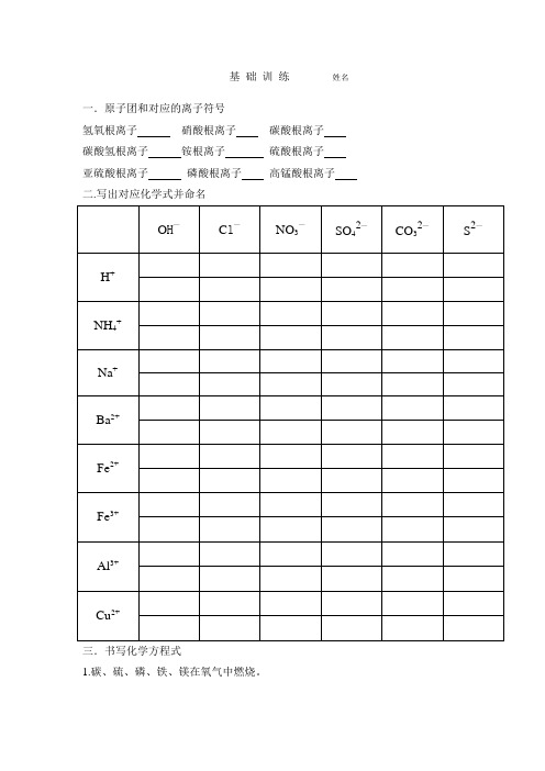 元素和对应的元素符号