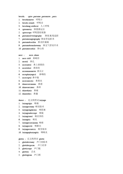 呼吸系统词缀 医学英语