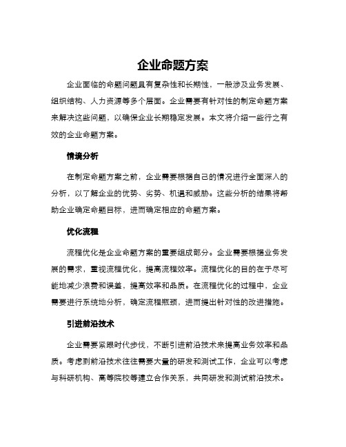 企业命题方案