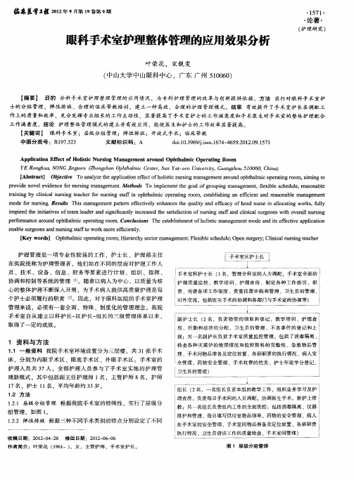 眼科手术室护理整体管理的应用效果分析