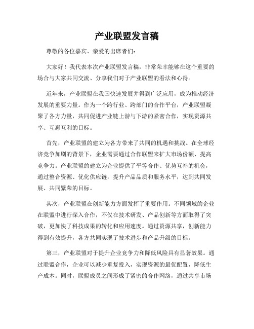 产业联盟发言稿