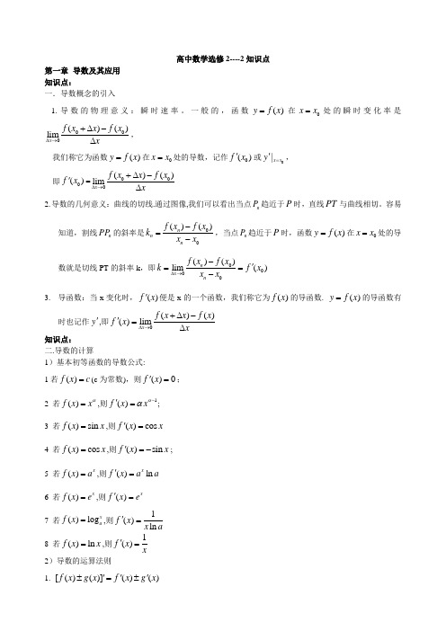 高中数学选修知识点、考点、典型例题