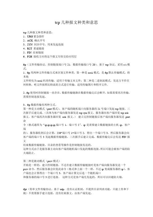 tcp几种报文种类和意思