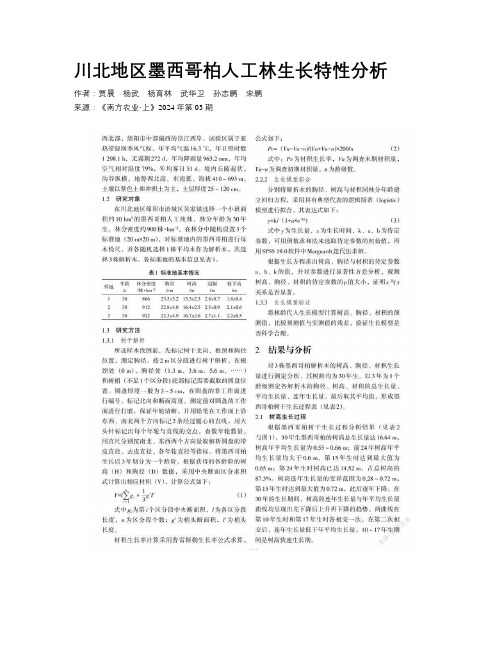 川北地区墨西哥柏人工林生长特性分析