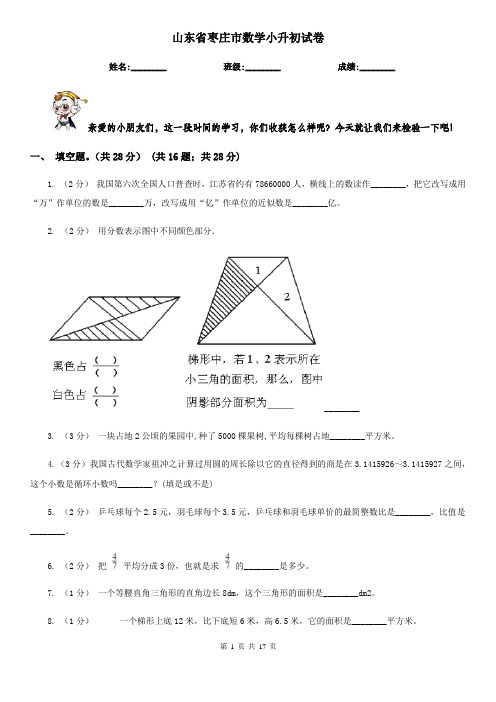 山东省枣庄市数学小升初试卷