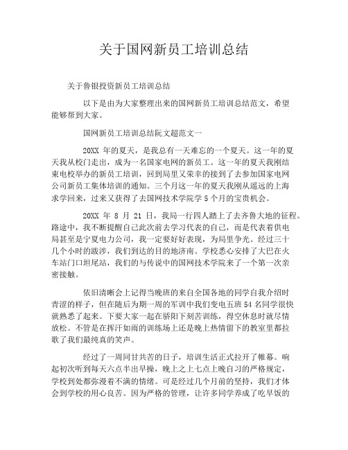 关于国网新员工培训总结