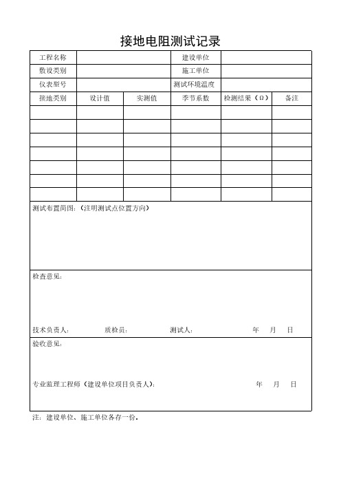 接地电阻测试记录表模板