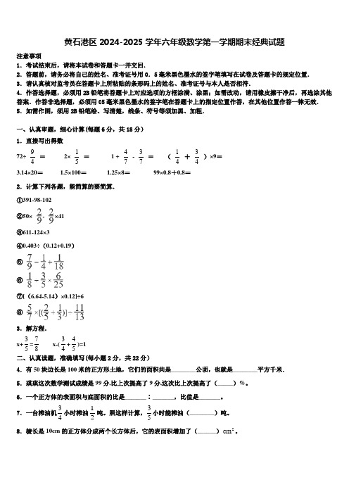 黄石港区2024-2025学年六年级数学第一学期期末经典试题含解析