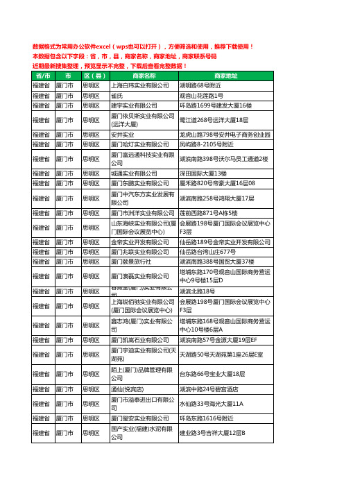 2020新版福建省厦门市思明区实业有限公司工商企业公司商家名录名单黄页联系电话号码地址大全116家