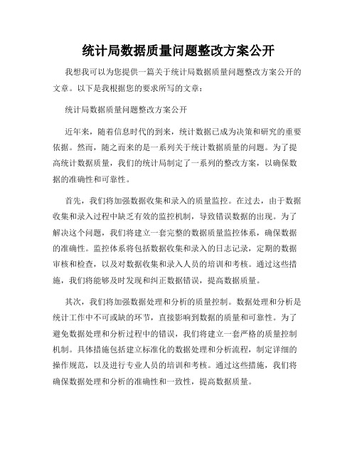 统计局数据质量问题整改方案公开