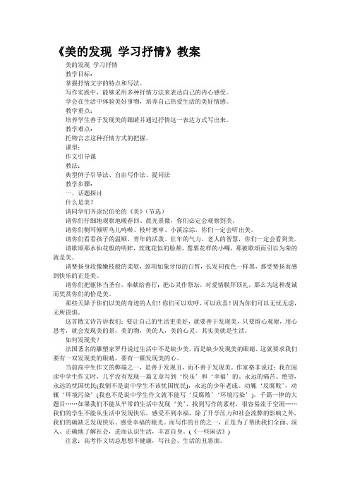 《美的发现 学习抒情》教案