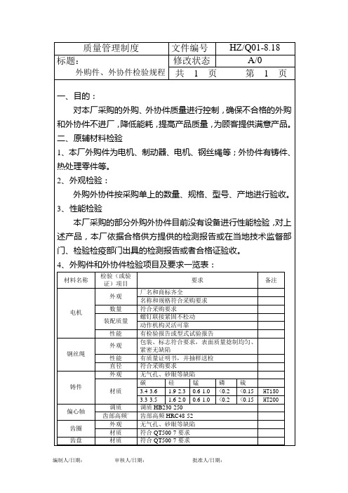 外购件外协件检验规程