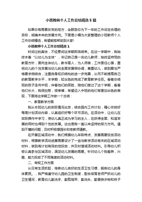 小班教师个人工作总结精选5篇