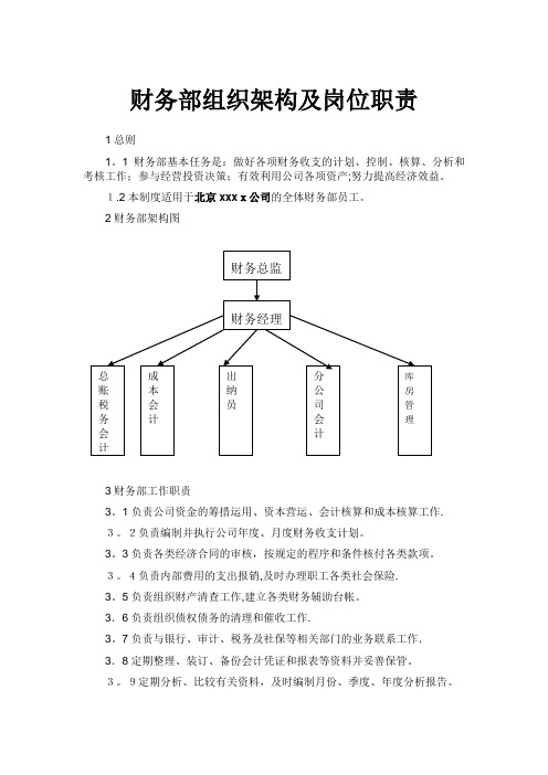 最全企业财务部组织架构及岗位职责