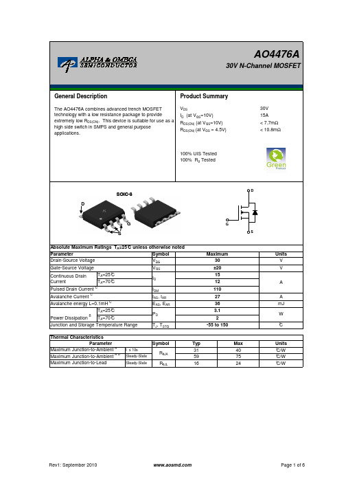 AO4476A SOIC-8 规格书推荐