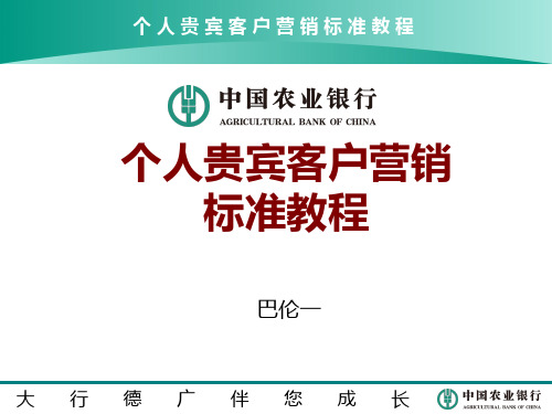 农业银行个人贵宾客户营销标准教程(内训师版)