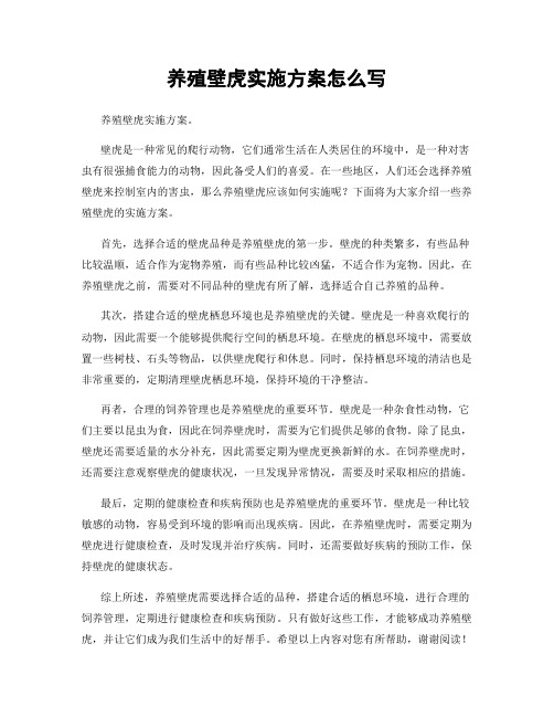 养殖壁虎实施方案怎么写