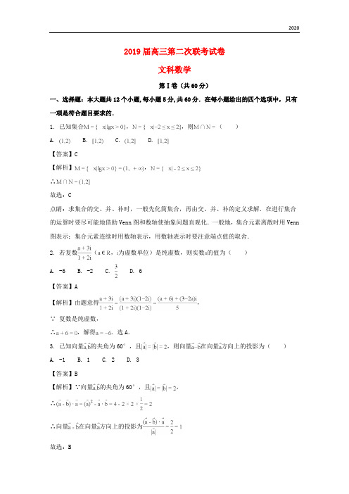 2020届高三数学上学期第二次联考试题 文(含解析) 人教新目标版 新版