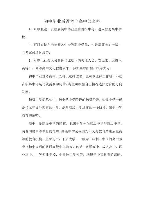 初中毕业后没考上高中怎么办