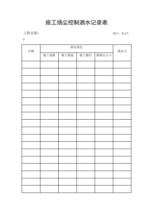 扬尘控制相关表格【范本模板】