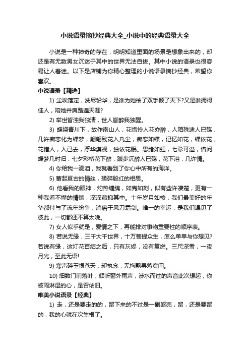 小说语录摘抄经典大全_小说中的经典语录大全