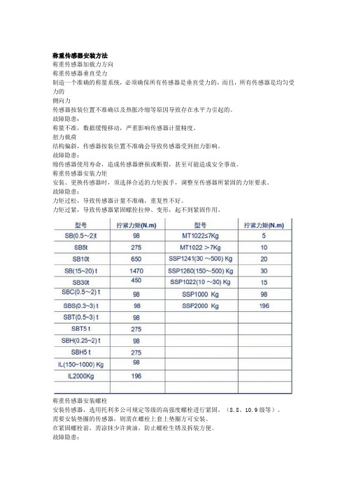 称重传感器安装方法