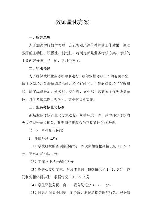 教师量化方案