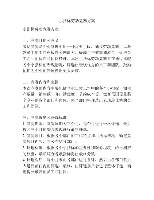 小指标劳动竞赛方案