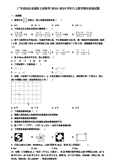 广东省汕头龙湖区七校联考2018-2019学年八上数学期末检测试题