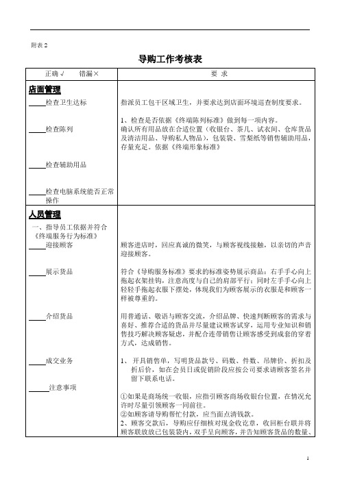 导购工作考核表