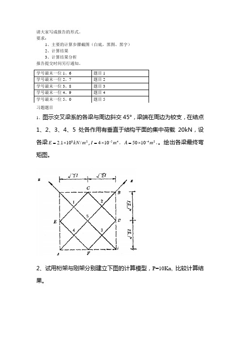 西南交通大学结构分析计算机程序与应用课程设计题目参考